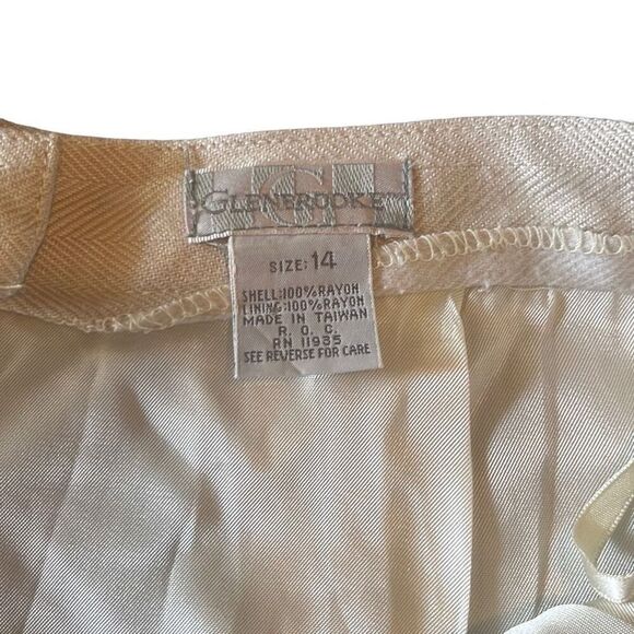 Glenbrooke Vtg 14 Cream Herringbone Pleated Midi Pencil Skirt‎ Lined Secretary - Picture 6 of 10